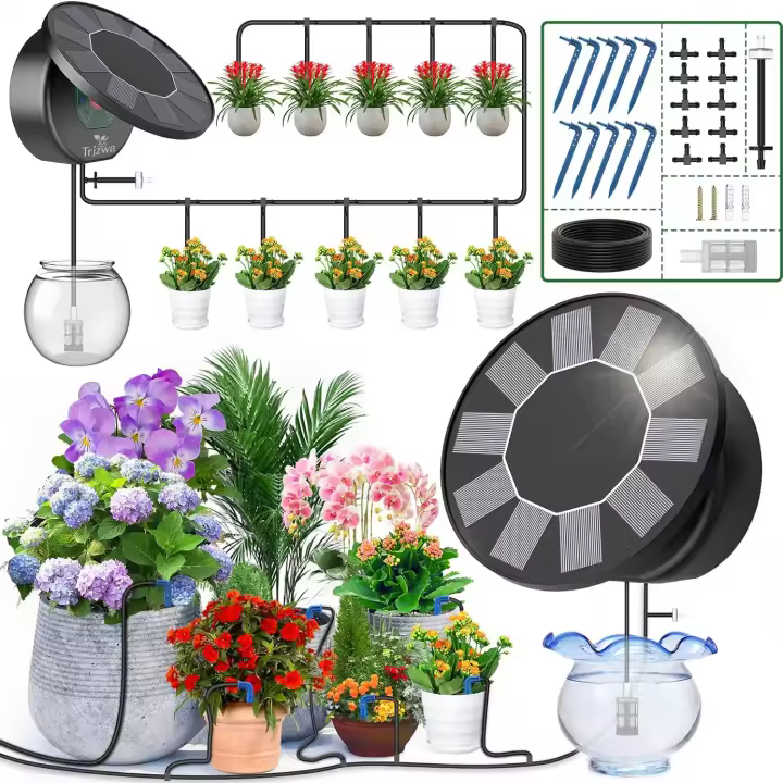 Kit De Riego Por Drip Automático Solar Para Jardín Interior Y Exterior Sistema De Riego De Plantas Con Anti-Sifón DIY - 1