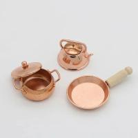Set De 3 Piezas Para Muñecas 1:12 Casa De Muñecas Miniatura Sartén De Bronce Olla Cocina Utensilios De Cocina Accesorios Para Muñecas - details 10