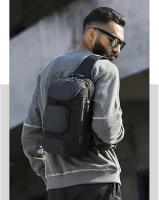 Mochila bandolera para hombre, mochila cruzada, impermeable, informal, con puerto de carga USB - details 4