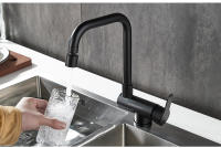 Grifo De Cocina Montado En Pared Negro Con Filtro De Agua Salida Pulida Doble Manera De Instalación Material De Latón Cerámico - details 15