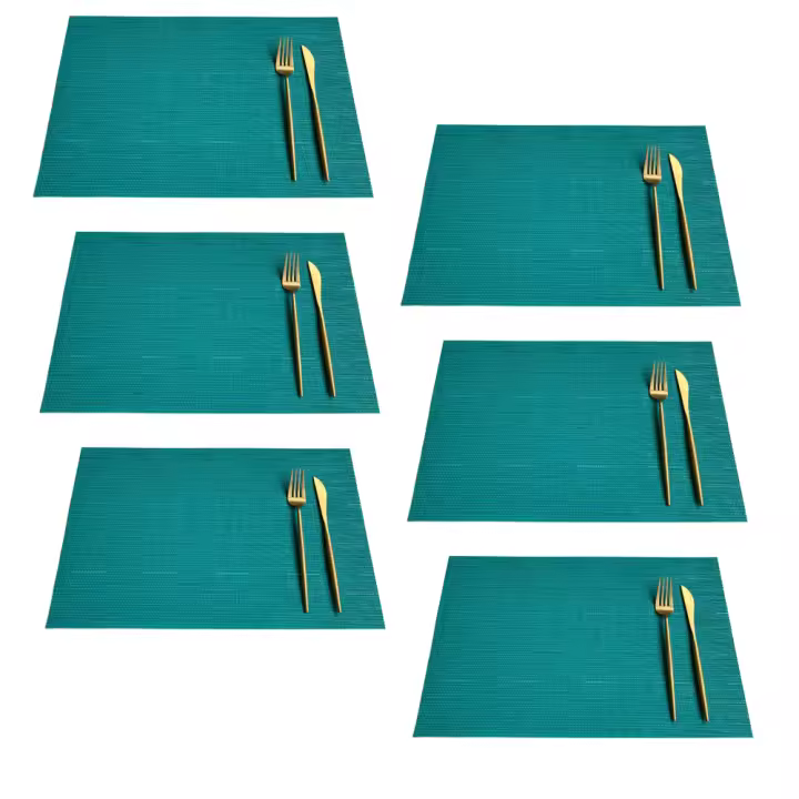 Manteles individuales rectangulares para mesa de comedor de cocina, manteles lavables resistentes al calor en la superficie - 1