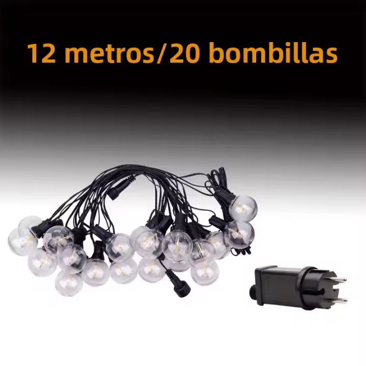Luces De Cadena De Globos LED G40 Impermeables Y Resistentes Al Choque 220V 12M Para Exterior Patio Jardín Decoración De Navidad Y Fiesta Todo Año Con Bombillas De Plástico - 1