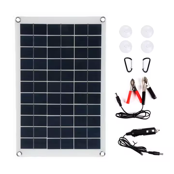 Placa Solar Portátil 100W 18V Impermeable Con Dos USB Para Camping Al Aire Libre Carga De Batería Con Celdas Solares Polícrata - 1