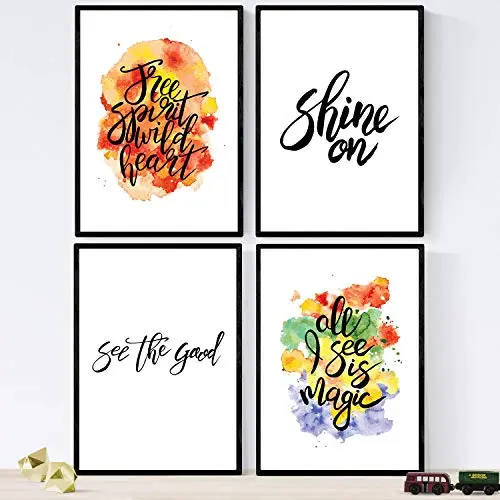 Nacnic Set De Láminas Con Mensajes Felices Y Coloridos. Pack De Posters 'Brilla'. - 1