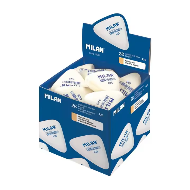 MILAN Caja 28 Gomas 428 miga de pan Triangulares Gruesas, color blanco - 1