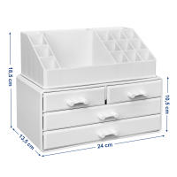 Organizador de maquillaje de acrílico blanco, con 4 cajones, para baño o dormitorio, ideal para pintalabios, joyas y esmalte de uñas - details 7