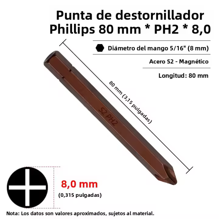 Juego De Puntas De Destornillador Magnéticas Eléctricas Cross Impact 8mm Abrazadera Phillips S2 PH2 Herramientas Multifuncionales - 1