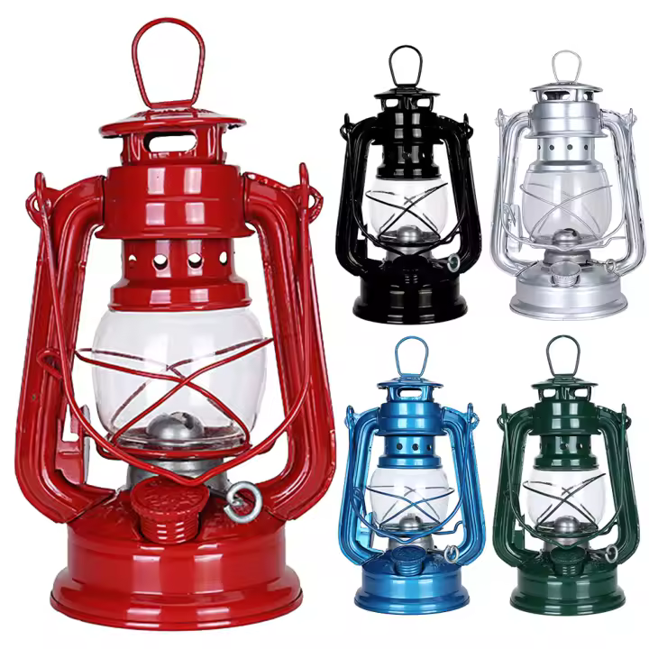 Lámpara De Aceite Para Camping Lámpara De Huracán Metálica Portátil Para Exteriores Luz De Picnic En Bolsa Iluminación Retro - 1