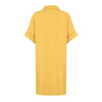 Vestido Elegante De Verano Para Mujer Con Cuello En V Y Mangas Cortas Botones Y Cuello Encogible Vestido De Oficina Para Dama Con Estilo Robe - details 14