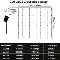 Curtain Light Solar Exterior 300LED Impermeable Luces De Cadena Para Jardín Patio Puente Decoración Festiva De Navidad - details 0