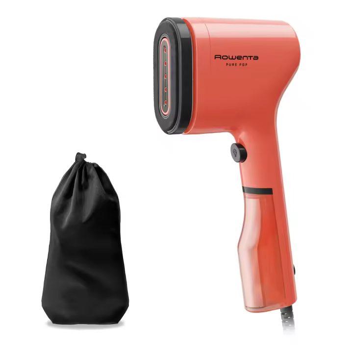Cepillo de vapor Pure Pop de Rowenta, elimina arrugas/purifica los tejidos, salida de vapor de hasta 20 g/min, quitapelusas, tejidos delicados, sistema de cabezal reversible, compacto, apto para viajar, rápido calentamiento, DR2022D1 - 1
