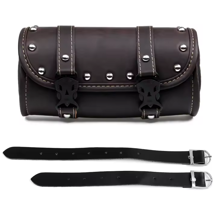 Bolsa De Alforja Universal Para Motocicleta De Cuero PU Impermeable Con Herramientas De Almacenamiento Para Manillar Frontal - 1