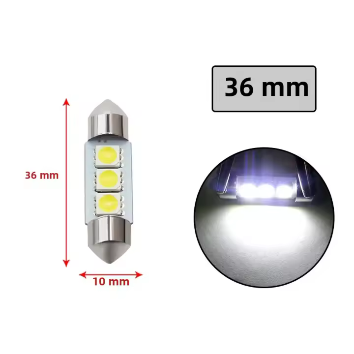 Lámpara LED C5W 3SMD 5050 Para Coche Universal 12V Luz De Matrícula Maletero Interior Farol De Puerta Lectura Señal De Giro - 1