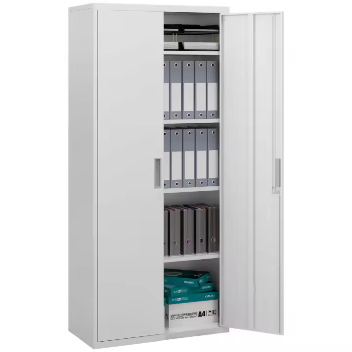 HOMCOM Mueble Archivador de 5 Niveles Archivador con Llave Estantes Ajustable Armario Archivador Metálico para Oficina Estudio Salón 80x40x180 cm Blanco - 1