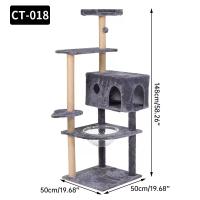 Torre Rascador para Gatos con Casa, 148 cm de Alto, Base 50x50 cm, Plataformas Múltiples, Gris - details 1