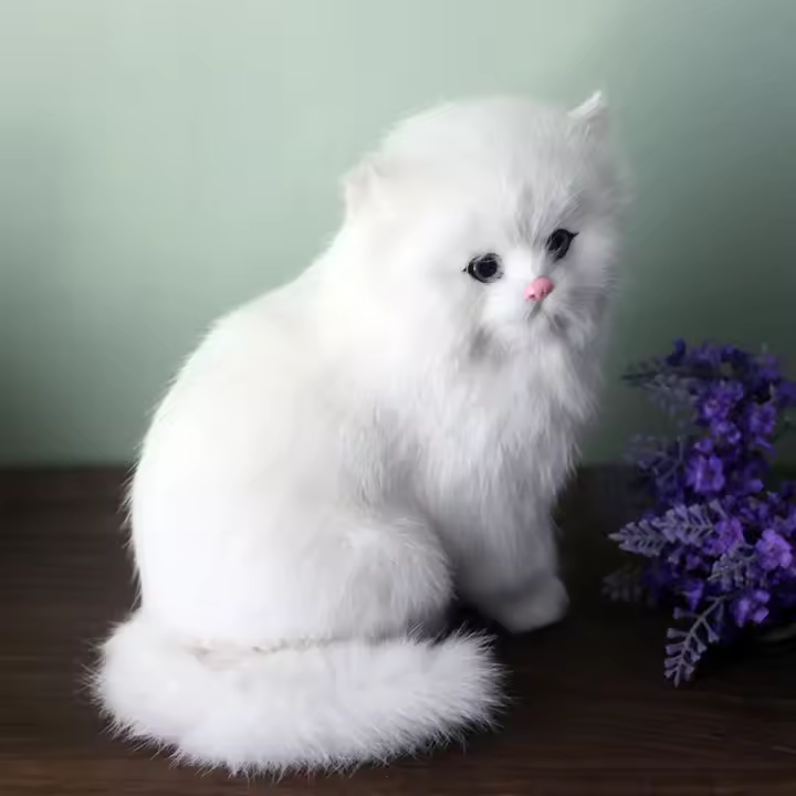 Juguete De Peluche Gato Persa Blanco Kawaii Simulación Realista Para Escritorio Decoración Del Hogar Regalo Para Niños Material De Peluche Relleno De PP - 1