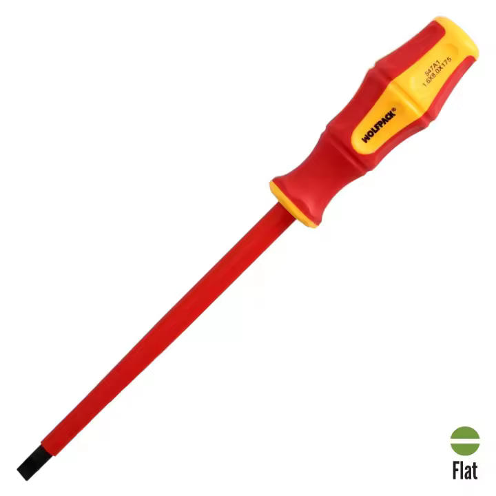 Destornillador plano aislado certificado vde 1.000 v. medida 1,6x ø 8,0 x 175 mm. destornillador seguridad electricista - 1