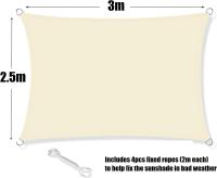 Toldo Vela de Sombra, Impermeable, 98% Bloqueador UV, Tela para Sombra Solar, 120 g/m², Toldo de Protección Solar para Fiesta en el Jardín, Patio al Aire Libre (Crema) - details 3