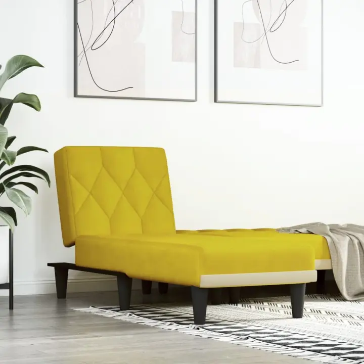 vidaXL Sofá diván de terciopelo amarillo - 1