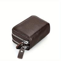 Cartera Pequeña De Cuero Genuino Para Mujer Con Cierre De Cremallera Y Bloqueo RFID Porta Tarjetas De Crédito Caso De Reposición - details 7
