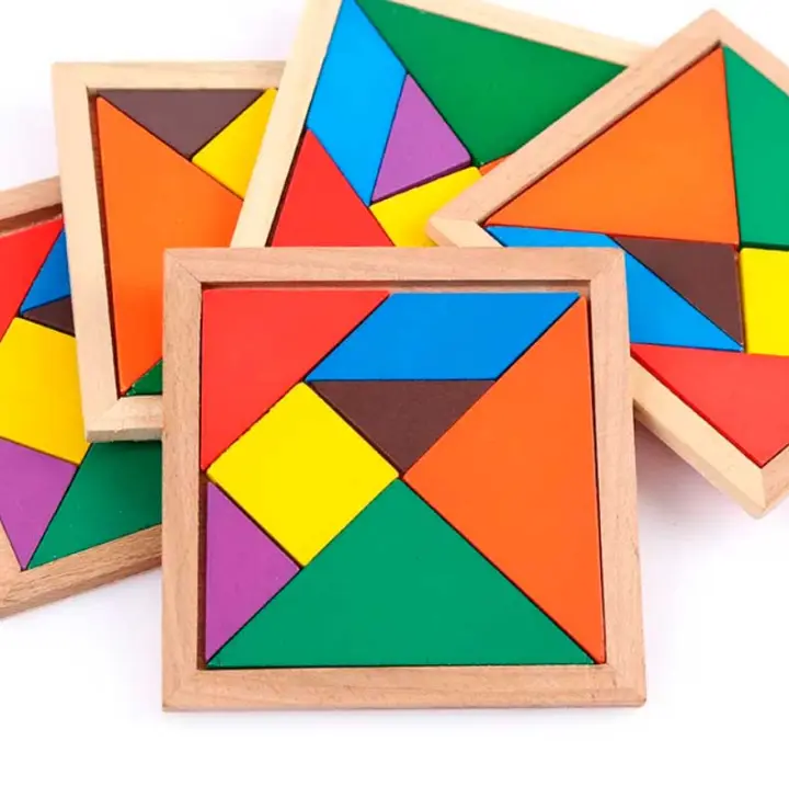 Lote 20 Puzzle Madera Rompecabezas Tangram - Detalles Baratos Cumpleaños Infantiles recuerdos cumpleaños cumples colegios ampas guarderías regalos de empresa - 1