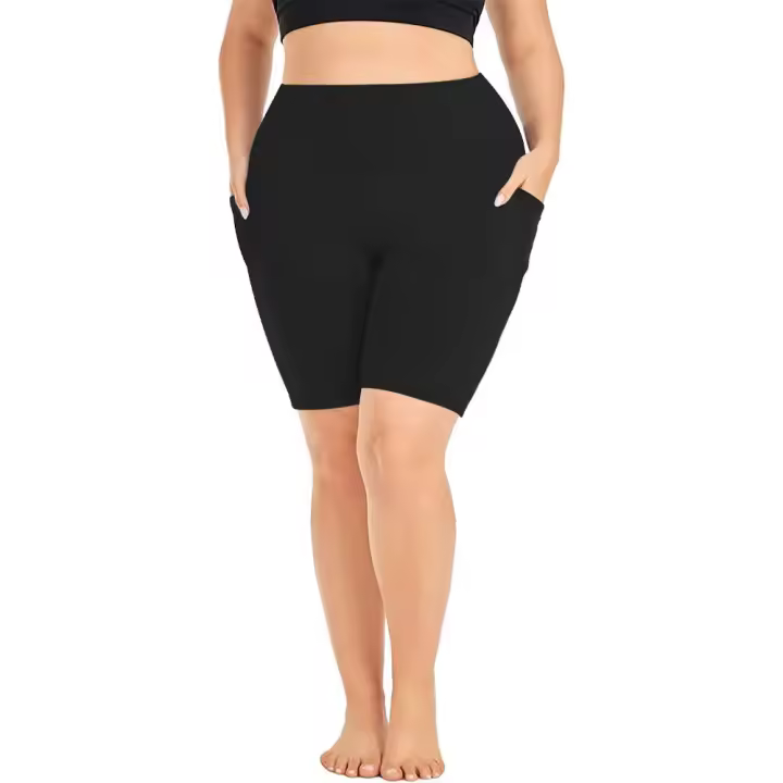 Leggings De Verano Para Mujer Talla Grande CINCO Puntos Con Estiramiento Yoga Deporte Outer Wear Transpirable Y Suave - 1
