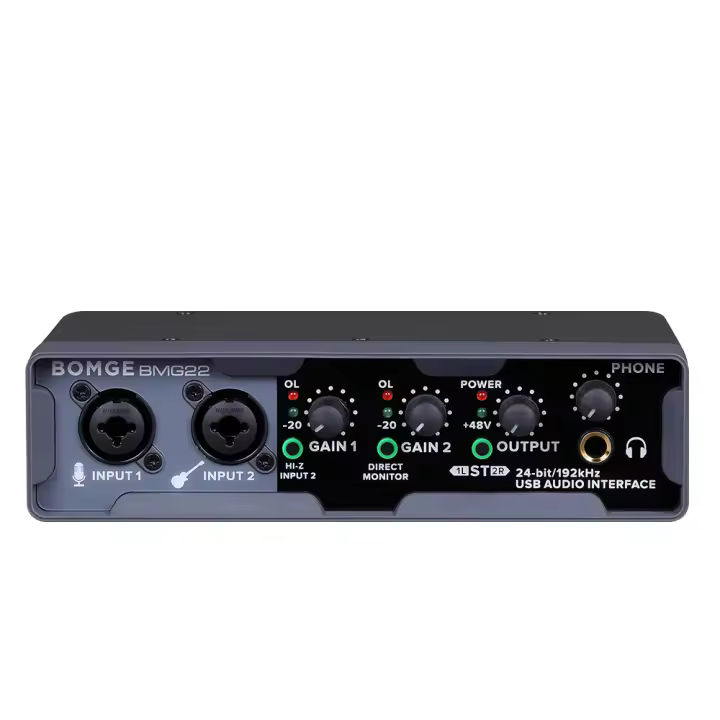 Tarjeta De Sonido BOMGE Mixer USB 24-bit/192KHz Con Potencia Fantasma 48V Caso Metálico Para Guitarristas Cantantes Y Podcasters - 1