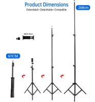 Trípode Soporte de luz, Trípode Soporte con Clip de teléfono móvil, Trípode Ajustable de 67-210 cm, trípode de rotación de 360° de fijación. Soporte Trípode Ajustable Máx Altura 2.1M  con Tornillo de 1/4 de Pulgada para Camara, Reflector, softbox, luz, Pa - details 0