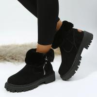 Botas De Nieve Gruesas Para Mujer Felpa Sintética Antideslizante Invierno Botas De Piel Sintética Con Forro De Algodón Botines Con Plataforma Talla Grande Cuña Cuadrada - details 14