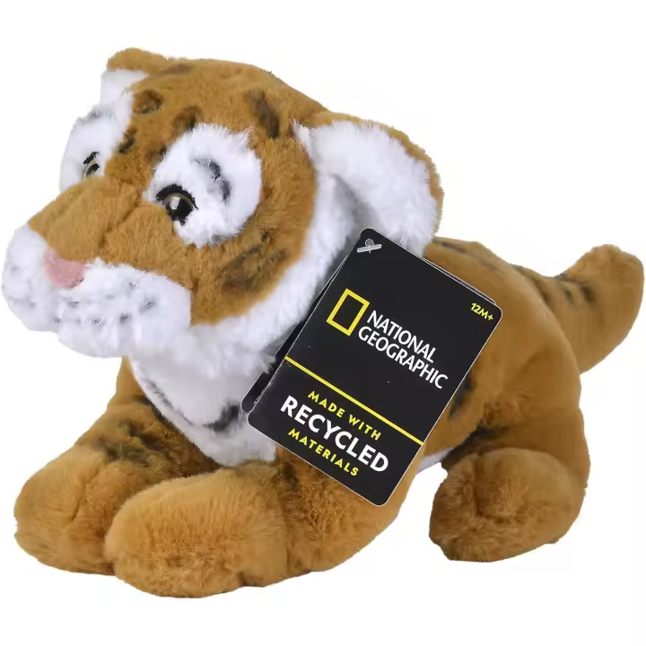 NATIONAL GEOGRAPHIC  - Peluche Tigre Bengal - National Geographic - Mide 33cm - Hecho con materiales reciclados - Microfibra - Mayores de 1 año - 1