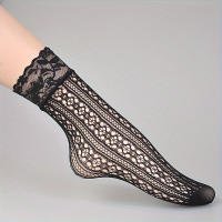Calcetines De Encaje Y Malla Ultrafinos Para Mujer Calcetines Invisibles Con Patrón Floral De Spandex Y Nylon Calcetines De Hilo Fino Para Mujer - details 2