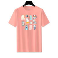 Camiseta De Verano Para Hombre Con Patrón De Oso Suelto Y Manga Corta Cuello Redondo Cómoda Y Casual Elasticidad En El Material - details 2