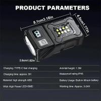 Linterna Multifuncional Portátil Recargable Por Tipo-C Con Doble Luz Rotativa De 180° Torcha Para Pesca Al Aire Libre Y Uso En Exteriores - details 5