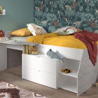 Miroytengo Cama infantil Valky con escritorio 2 cajones color blanco y gris habitación dormitorio mueble 90X200/190 cm - details 0