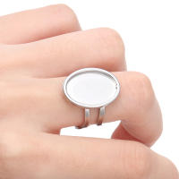 5 Piezas De Acero Inoxidable 18/25mm Encaje De Anillo Oval Base Vacía Para Fabricación De Joyas Accesorios De Findings DIY - details 0
