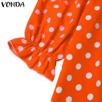 VONDA Vestido Bohemio Para Mujer Con Puntos Maxi Verano Hombros Descubiertos Largo De Manga Media Casual Suéter Estampado Fiesta - details 10