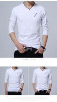 Camiseta De Manga Larga Para Hombre Estilo Casual Slim Fit Con Cuello En V Moda Harajuku Ropa Deportiva Camisetas Top Para Todas Las Estaciones - details 6