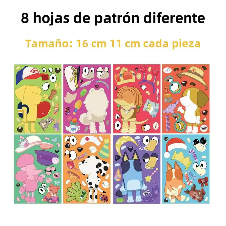 Puzzle De Dibujos Animados Para Niños 8 Pcs Pegatinas De Rostro DIY Decoración Juguete Educativo Regalo Para Niños - 1