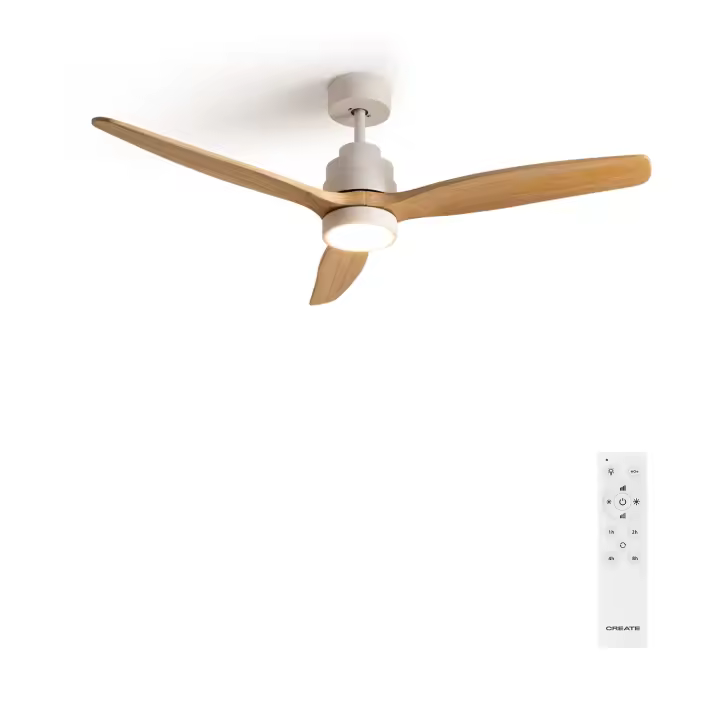 CREATE -  Ventilador de techo 40W silencioso , Con Luz, Color de motor Blanco, Ø112cm o Ø152cm  - WIND STYLANCE - 1
