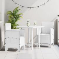vidaXL Silla de Jardín Conjunto de 2 Blanco Estilo de Ratán Plástico - details 0