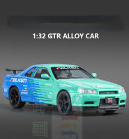 Nissan Skyline GTR 1:32 Modelo De Coche De Escala En Aleación Con Sonido Y Luz Coche Diecast De Metal Juguete Coleccionable Para Niños A942 - details 0