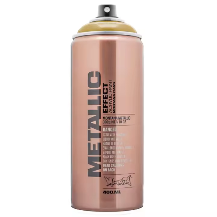 Montana Cans Efecto Metálico Color Oro 400ml. - acabado satinado duradero, resistente a la luz y al desgaste, presión media, para metal, porcelana, cerámica, albañilería, madera, vidrio, pantallas y todo tipo de superficies - 1