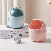 Mini Papelera Redonda De Plástico Durable Con Tapa Desmontable Estilo Cilíndrico Para Escritorio Diseño Lindo Y Compacto - details 0