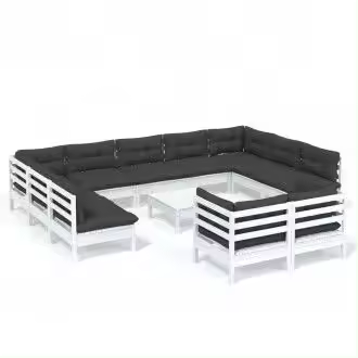 VIDAXL 3097266 juego de sofás y mesa para el jardín exterior fabricado en pino blanco con un diseño modular vida xl - 1