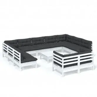 VIDAXL 3097266 juego de sofás y mesa para el jardín exterior fabricado en pino blanco con un diseño modular vida xl - 1