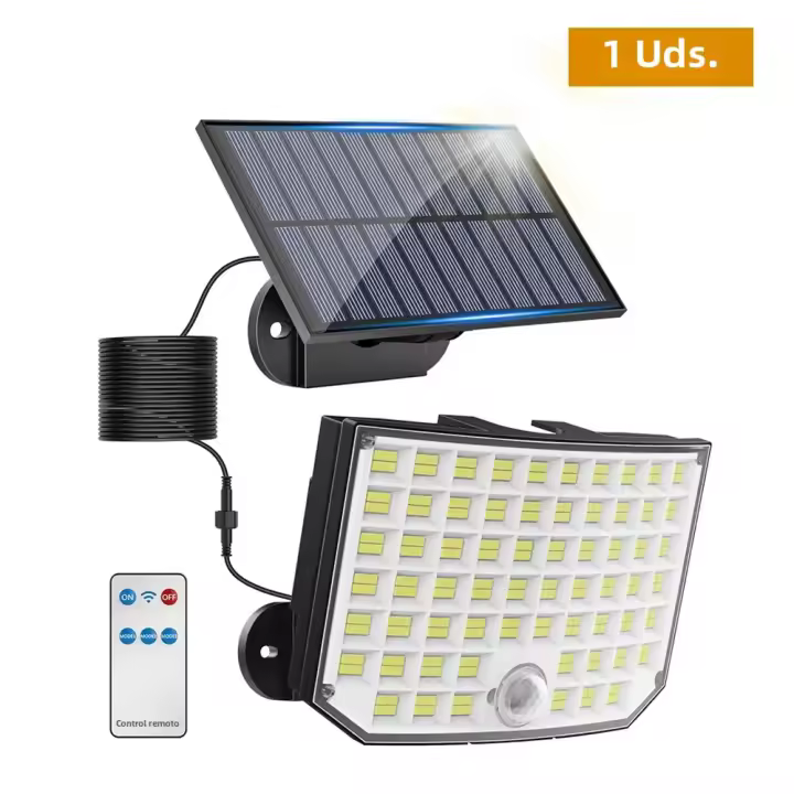 Luces Solares Exteriores 256 LED Con Sensor De Movimiento Iluminación Segura IP65 Impermeable Cable De 16.4 Pies Adecuadas Para Exteriores - 1