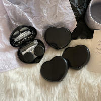 Caja De Lentes De Contacto Corazón Negro Morado Para Ojos De Color Kit De Herramientas Almacenamiento Y Cuidado Del Contenedor Con Espejo Y Aparato De Apariencia Unisex - details 1