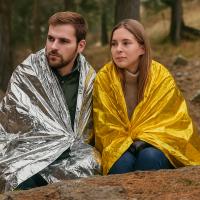 AKARURE - Pack de 10 Mantas Térmicas de Emergencia Dorado/Plateado – 210x130cm | Retiene el Calor Corporal | Uso en Senderismo, Camping, Running, Festival, Coche y Botiquín de Primeros Auxilios, Kit de Emergencia, Kit de Supervivencia - details 3
