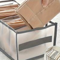 Organizador De Armario Espacioso Con 7 Compartimentos Y Manija Durable Y Lavable Para Almacenamiento De Jeans Y Camisetas Color Gris - details 3