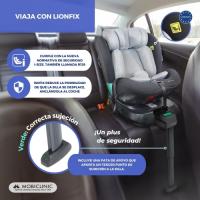 Silla de coche Giro 360º ISOFIX Mobiclinic® Grupo 2/3  Evolutiva De 0-12 años Lionfix PRO Arnés 5 puntos Normativa i-size Pata de seguridad Regulable Reclinable 3 posiciones Textil lavable - details 1